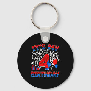 4th birthday boy 4 year old spider web birthday4th keychain