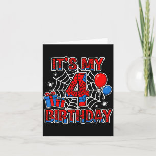 4th Birthday Boy 4 Year Old Spider Web Birthday Card