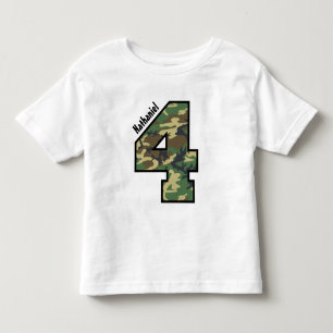 4th Birthday Boy Camo Four Year Custom Name V007D Toddler T-shirt