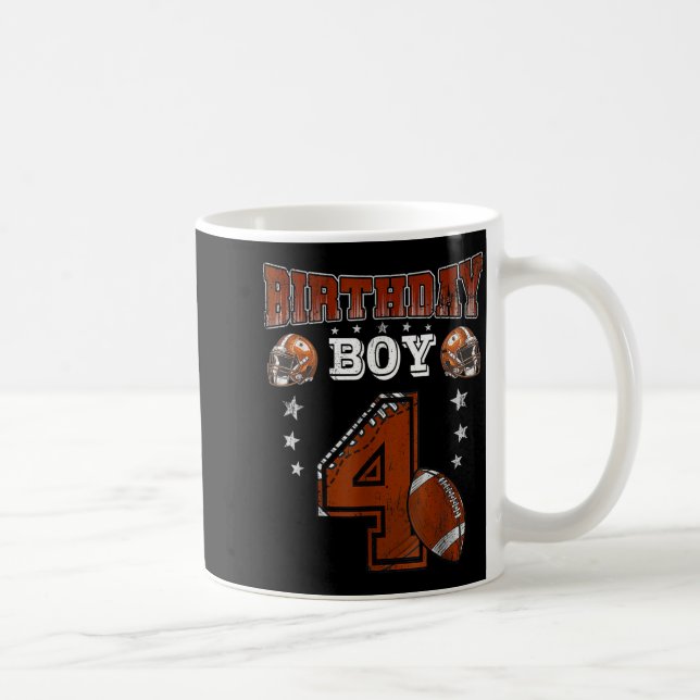 4th Birthday Boy Football Lover Theme 4 Years Old  Coffee Mug (Right)