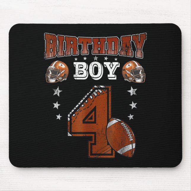 4th Birthday Boy Football Lover Theme 4 Years Old  Mouse Pad (Front)