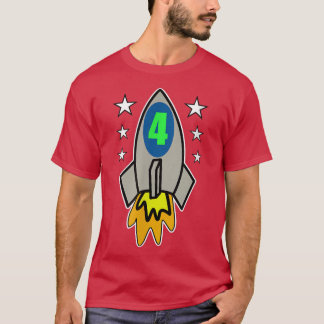 4th Birthday Boy Girl Gift  Rocket Astronaut Scien T-Shirt