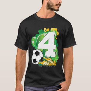 4th Birthday Boy Soccer Theme Party 4 Years Old T-Shirt
