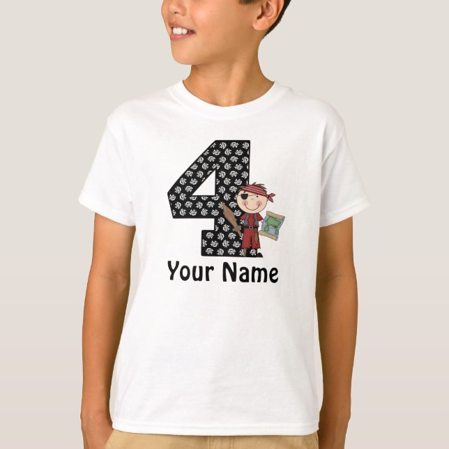 4th Birthday Boys Pirate Personalized Shirt (Front)