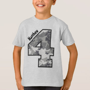 4th Birthday Camouflage Four Year Custom Name V01Z T-Shirt