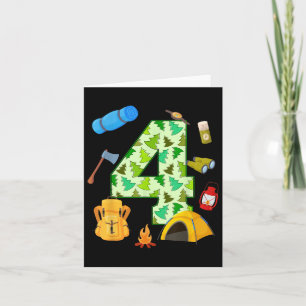 4th Birthday Camping Theme 4 Year Old Birthday Kid Card