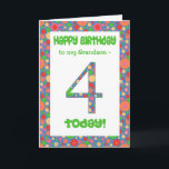 4th Birthday Card for Grandson, Bright and Bubbly<br><div class="desc">A 4th birthday card for a Grandson,  with a bright and bubbly patterned number and border.  You can change the inside message if you wish.</div>