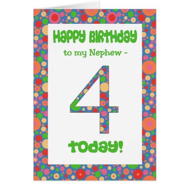 4th Birthday Card for Nephew, Bright and Bubbly (Front)