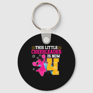 4th Birthday Cheer Girl Four Year Old Cheerleader Keychain