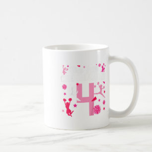 4th Birthday Cheerleading Girl Four Year Old Cheer Coffee Mug
