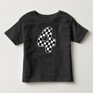 4th Birthday Chequered Number 4 Car Racing Flag  Toddler T-shirt