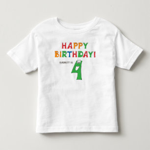 4th Birthday Colourful Alphabet with First Name Toddler T-shirt