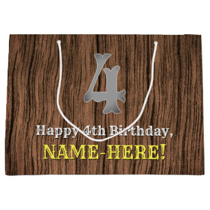 4th Birthday: Country Western Inspired Look, Name Large Gift Bag