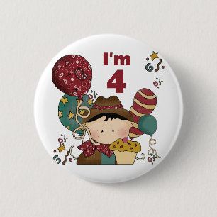 4th Birthday Cowboy Tshirts and Gifts 2 Inch Round Button