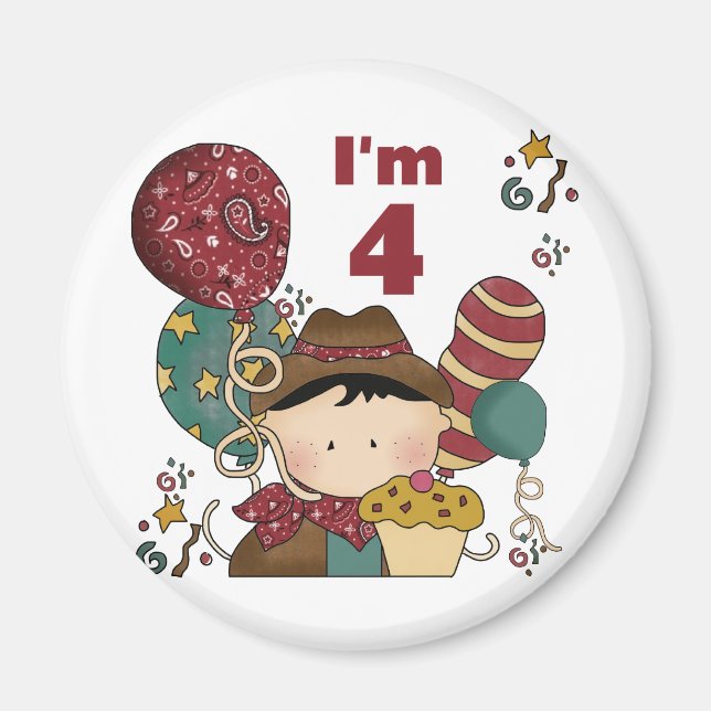 4th Birthday Cowboy Tshirts and Gifts Magnet (Front)