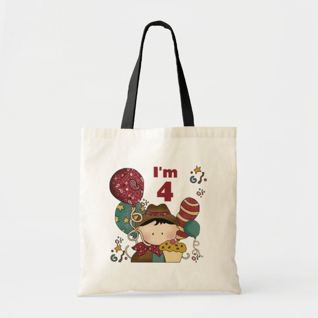 4th Birthday Cowboy Tshirts and Gifts Tote Bag (Front)