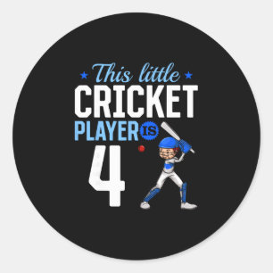 4th Birthday Cricket Player  Classic Round Sticker