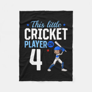 4th Birthday Cricket Player  Fleece Blanket