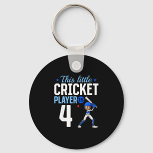 4th Birthday Cricket Player  Keychain