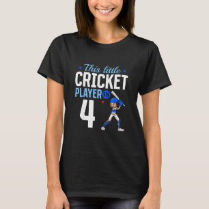 4th Birthday Cricket Player  T-Shirt