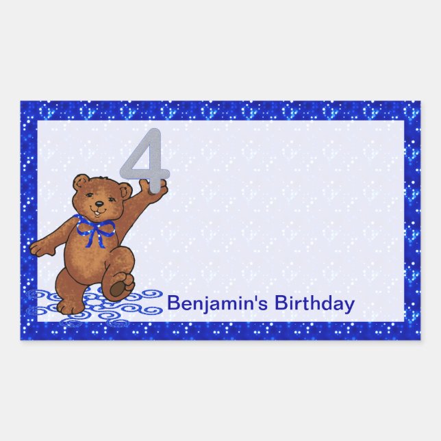 4th Birthday Dancing Bear Scrapbook Sticker (Front)