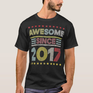 4th Birthday Decorations Awesome Since 2017 4 Year T-Shirt