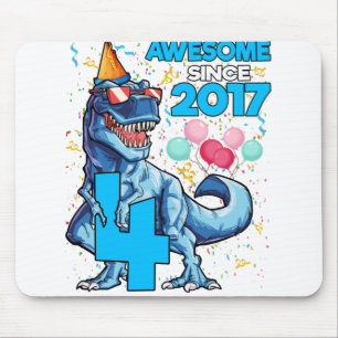 4th Birthday Dinosaur 4 Year Old Boy Kids Awesome Mouse Pad