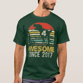 4th Birthday Dinosaur 4 Year Old Boy Kids Awesome T-Shirt