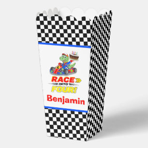 4th Birthday Dinosaur Race Car Ready Set Favor Box