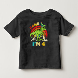 4th Birthday Dinosaur T Rex Rawr I'm 4 For Boys Toddler T-shirt