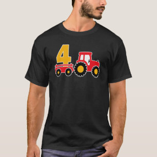 4th Birthday Farm Tractor Theme Farmer Boy 4 Years T-Shirt