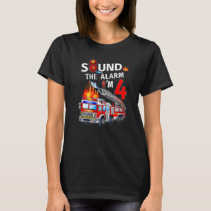 4th Birthday Firefighter Fireman Firetruck Party C T-Shirt