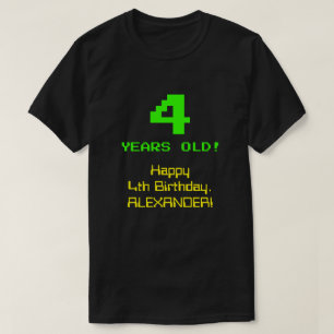 4th Birthday: Fun, 8-Bit Look, Nerdy / Geeky "4" T-Shirt