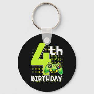 4th Birthday Gamer 4 Years Old Funny Video Game Bo Keychain