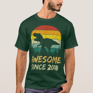 4th Birthday Gift Boy Dinosaur 4 Year Old Awesome  T-Shirt