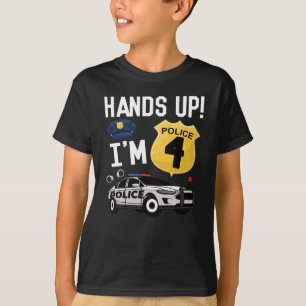 4th Birthday Gift Police Officer 4 Year Old Boy T-Shirt
