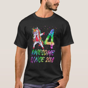 4th Birthday Girl Dabbing Unicorn 4 Years Old Unic T-Shirt
