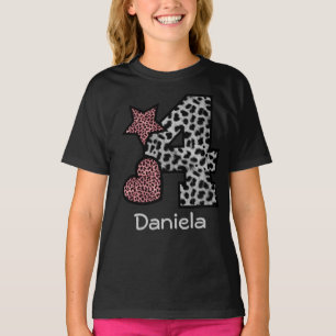 4th Birthday Girl LEOPARD 4 year old V44P T-Shirt