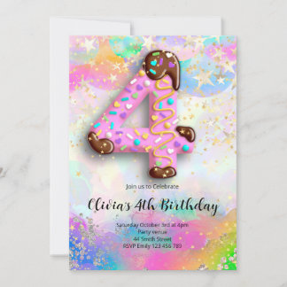 4th Birthday Girls Invitation
