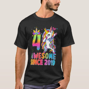 4th Birthday Girls Teens Dabbing Unicorn 4 Year Ol T-Shirt