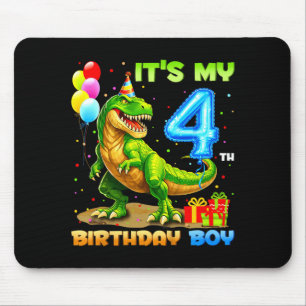 4th birthday happy 4 year t-rex shirt boys funny mouse pad