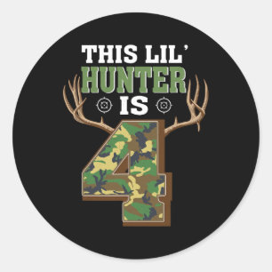 4th Birthday Hunting Deer 4 Year Old Hunter Classic Round Sticker