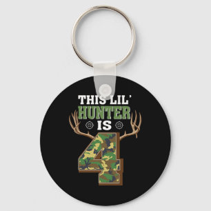 4th Birthday Hunting Deer 4 Year Old Hunter  Keychain