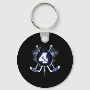 4th Birthday - Ice Hockey sport 4 years old Keychain