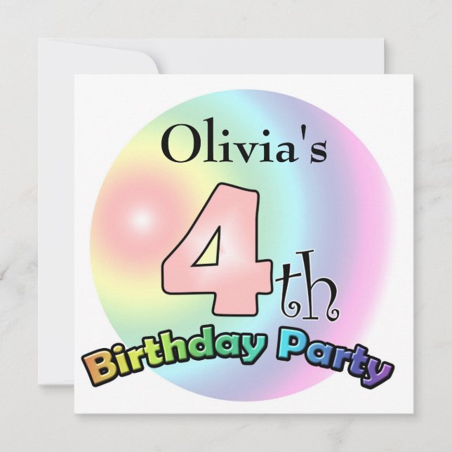 4th birthday invitation girl (Front)