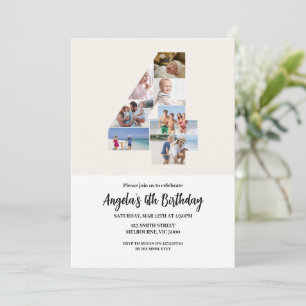 4th Birthday Invitation Minimalist - Number 4