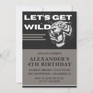4th birthday invitations Boy Party Let's Get Wild