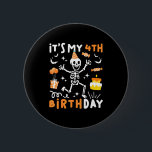 4th birthday kids funny skeleton 4th birthday 2 inch round button<br><div class="desc">4th birthday kids funny skeleton 4th birthday halloween boys  | Button .Button A refined look created for daily use. This product highlights visual simplicity.</div>