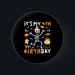 4th birthday kids funny skeleton 4th birthday 2 inch round button<br><div class="desc">4th birthday kids funny skeleton 4th birthday halloween boys</div>