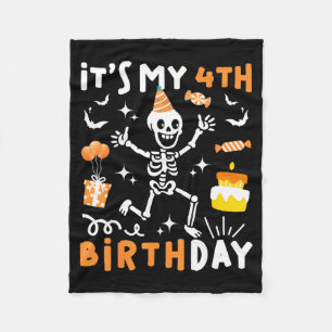 4th birthday kids funny skeleton 4th birthday fleece blanket